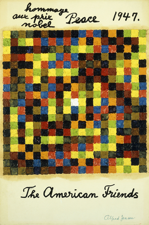 Homage to the Nobel Prizes, 1959-1960 (oil and brush and black ink on board)