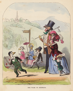 The Walk to Highgate (colour litho)