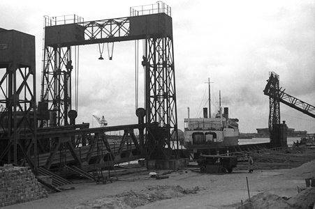 A ferry terminal (b/w photo)