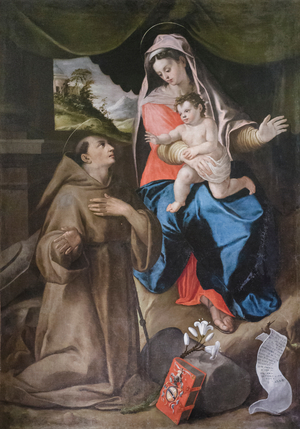 Madonna with Child and st Anthony of Padua, 1584 (oil on canvas)