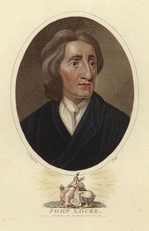 Portrait of John Locke (colour engraving)
