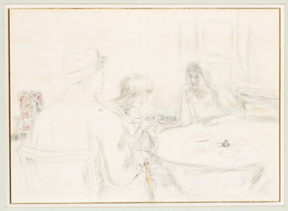 Le blessé dans sa famille, 1915 (graphite & w/c on paper)