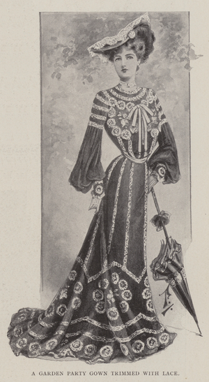 A Garden Party Gown trimmed with Lace (litho)