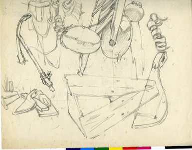 Anchor and Other Marine Objects - Sketch, c.1920-73 (pencil on paper)