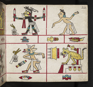 Almanac of forty day signs. Codex Laud (Codex Mictlan), c.15th century (painting)