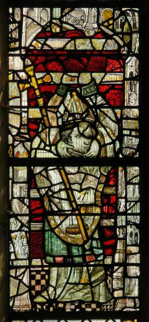 Window s2 depicting St Denis carrying his head (stained glass)