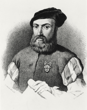 Ferdinand Magellan (c.1480-1521) (lithograph)