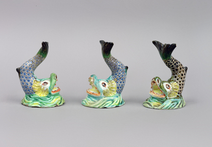 Three statuettes of a dolphin (porcelain) 