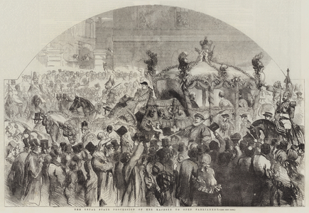 The Usual State Procession of Her Majesty to open Parliament (engraving)