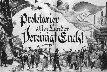 The labor movement's newspaper (Maizeitung) from 1869 (b/w photo)