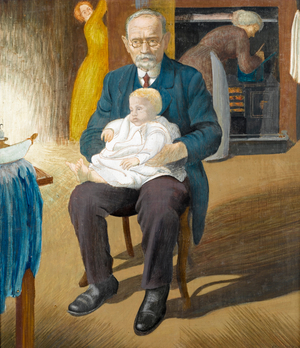 Mary, Lizzie, John and Garth, 1919-20 (tempera on board)