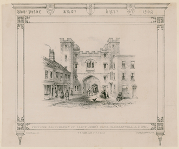 Proposed restoration of Saint John's Gate, Clerkenwell, 1845 (pencil on paper)