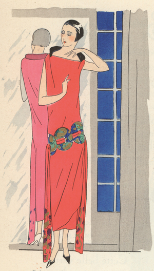 Women's fashion by Gustave Beer, 1920s (colour litho)