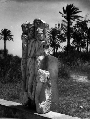 The ancient city of Leptis Magna in Libya (b/w photo)