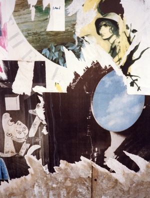 Torn poster, South Bank, London, UK, 1984 (photo)