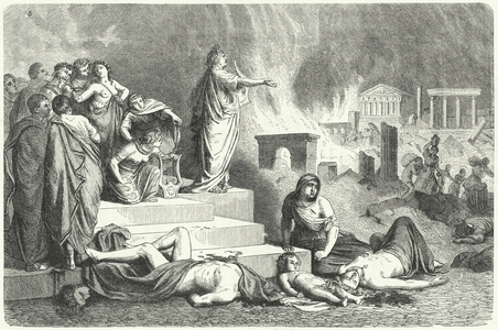 Nero during the Great Fire of Rome, 64 (engraving)