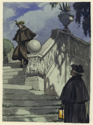 Illustration for memoirs of Casanova (colour litho)
