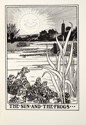 The Sun and the Frogs, from Fontaine Fables, pub. 1905 (engraving)