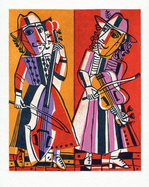 March Of Gnomes №4 (Похід Гномиків №4), 2001 (linocut)