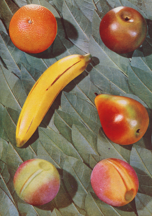 Marzipan, c 1950: Large Marzipan Fruits (coloured photo)