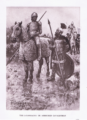 The Cataphractus or armoured cavalryman, illustration from'The Roman Soldier', 1928 (litho)