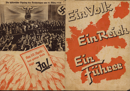 Propaganda for the Anschluss, ie the annexation of Austria into Nazi Germany on 12 March 1938 (litho)