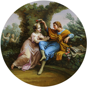 Daphnis bestowing a Garland of Flowers on Chloe (or ? Sappho and Alcaeus)