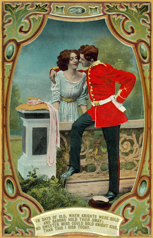 Soldier and his lover (coloured photo)