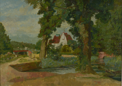 View of Newark Mill in Ripley, 1952 (oil on board)



