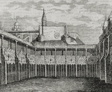 Spain, Navarre, Cloisters of the Cathedral of Pamplona, 13th-14th centuries, 1852 (engraving)