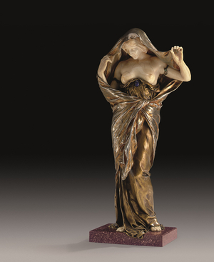 La Nature se Devoilant devant la Science, c.1900 (gilt-bronze, ivory, lapis lazuli & porphyry)