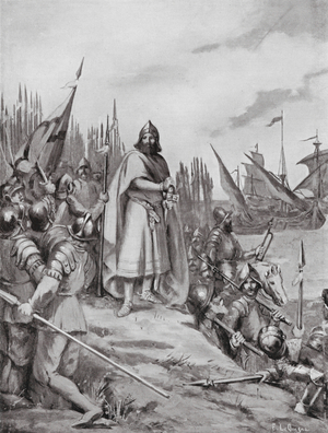 Erik the Saint lands on the Coast of Finland, 1157 (litho)