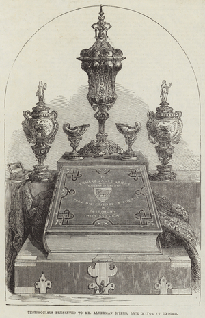 Testimonials presented to Mr Alderman Spiers, late Mayor of Oxford (engraving)
