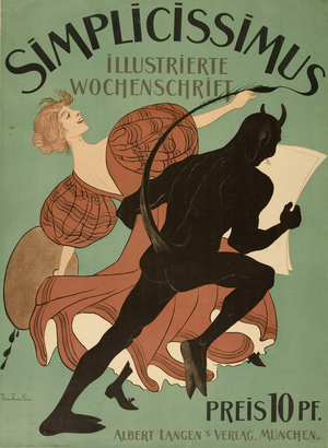 Front Cover from "Simplicissimus Illustrierte Wochenschrift", pub. 1896 (colour litho)