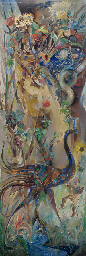 Cupboard door, c.1958 (oil on wood)