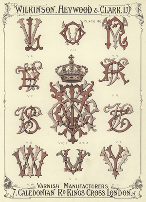 VL, VO, VN, VP, Victoria, VR, VS, VT, VW, VU, VY (chromolitho)