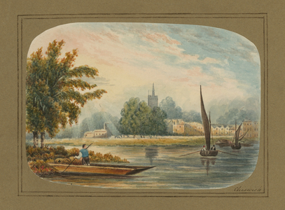 General view over the River Thames at Chiswick (w/c on paper)