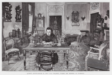 Queen Victoria's sitting room in the Villa Palmieri, where she resided at Florence (litho)