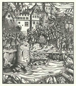 Archduke Maximilian of Austria entering Utrecht, 1483 (engraving)