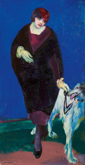 The Artist's Wife with Afghan Hound (Babs and Dog), c. 1925 (oil on canvas)
