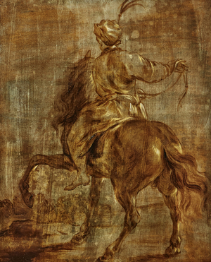 Oriental on Horseback, (oil on paper, mounted on canvas)