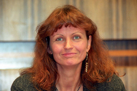 Gunda Röstel (Germany Alliance 90 The Green Spokeswoman Federal Executive Committee). Press conference..., 1998 (photo)