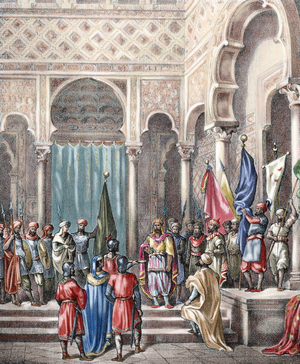 Abd ar-Rahman II ,(788-852) receives the Basque ambassadors. Spain.
