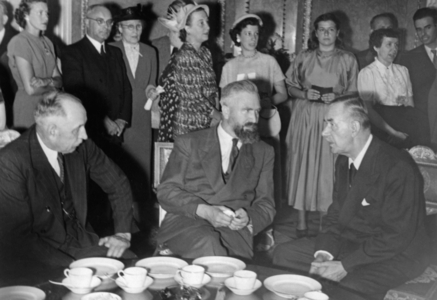 Thomas Mann at a reception in Munich, 1949 (b/w photo)