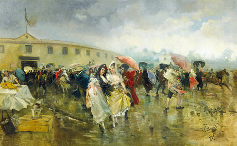 Outside the Plaza de Toros, Madrid, 1897 (oil on canvas)