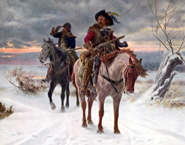 Soldiers during the Thirty Years' War (b/w photo)