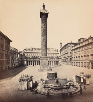 Piazza Colonna, Column of Marcus Aurelius and Chigi Palace,c. 1860 (photo)