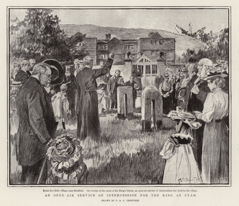 An Open-Air Service of Intercession for the King at Eyam (litho)