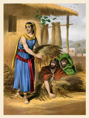 Rahab and the Spies, illustration from 'Brown's Bible' (litho)