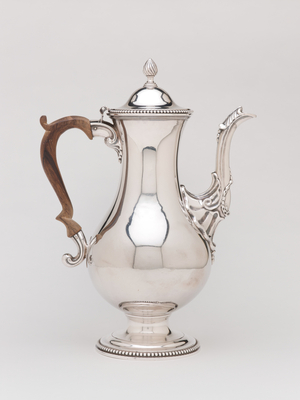 Coffee pot by Louisa Perina Courtauld & George Cowles, c.1774 (silver)